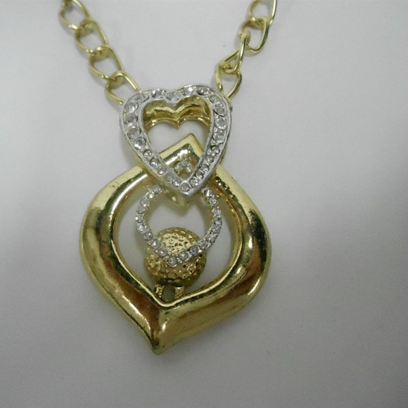 LIVE LAUGH LOVE CRYSTAL HEART NECKLACE EARRING SET - Picture 2 of 7